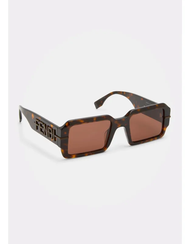 Raised Logo Rectangle Sunglasses