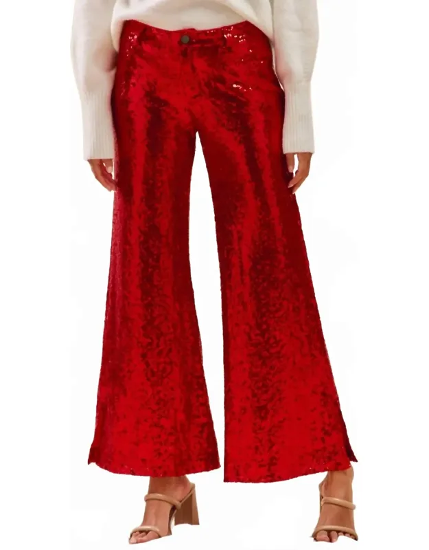 Sequin Mid Rise Holiday Pants