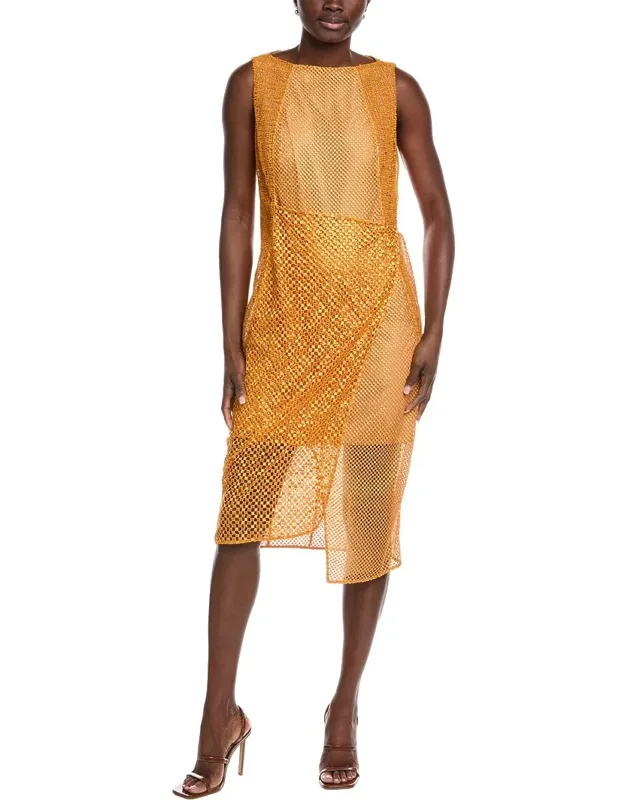 Sleeveless Lace Silk-lined Midi Dress