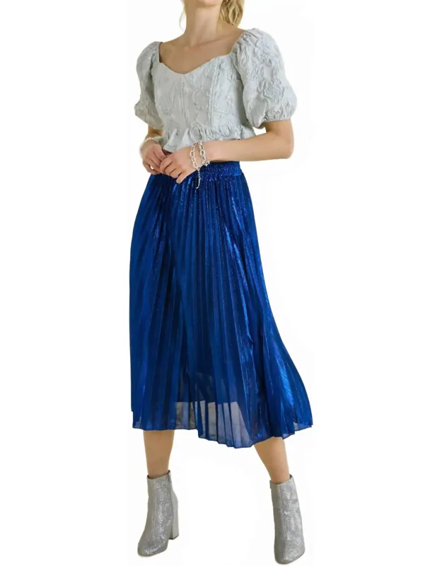 Glitter Pleated Midi Skirt