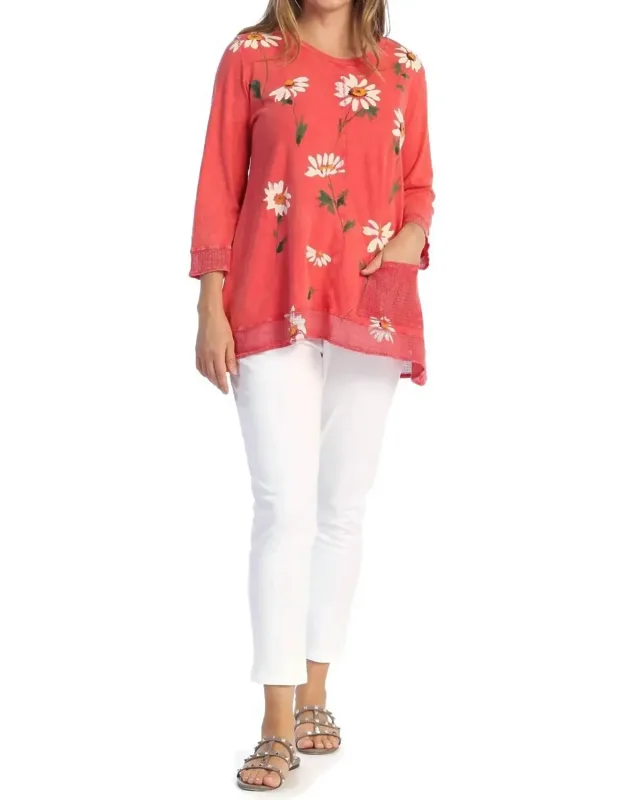 Daisy Fun Mineral Washed Mesh Contrast Top