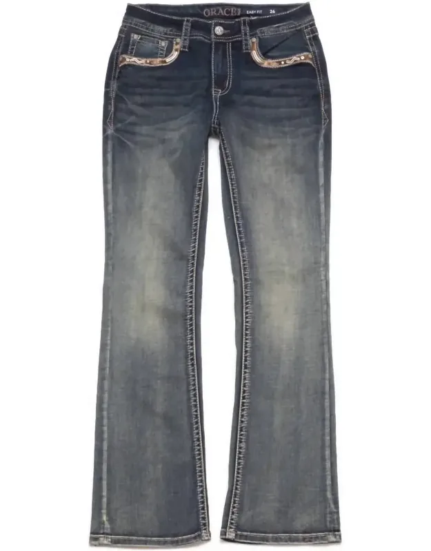 Bootcut Jeans With Embroidered Back Pockets