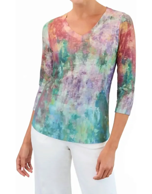 Three-quarter Sleeve V-neck Top