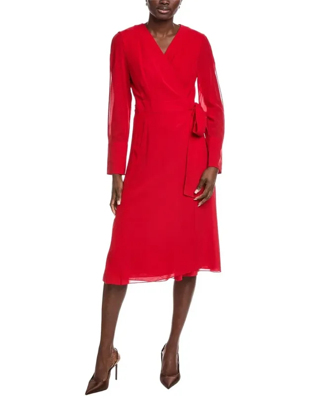 Silk Midi Wrap Dress
