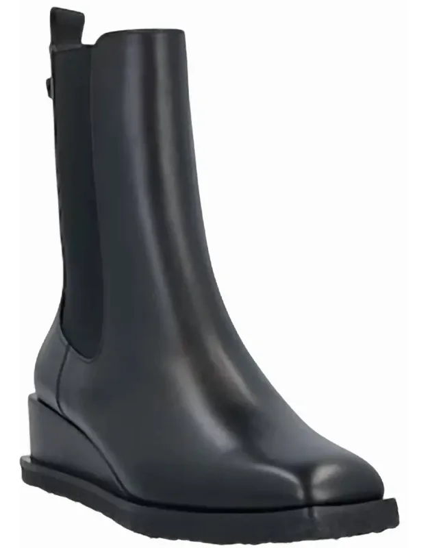 Ankle Boots With Wedge Heel And Elasticized Inserts