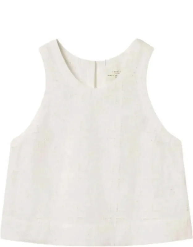 Esther Embroidered Tank Top In Handkerchief Eyelet