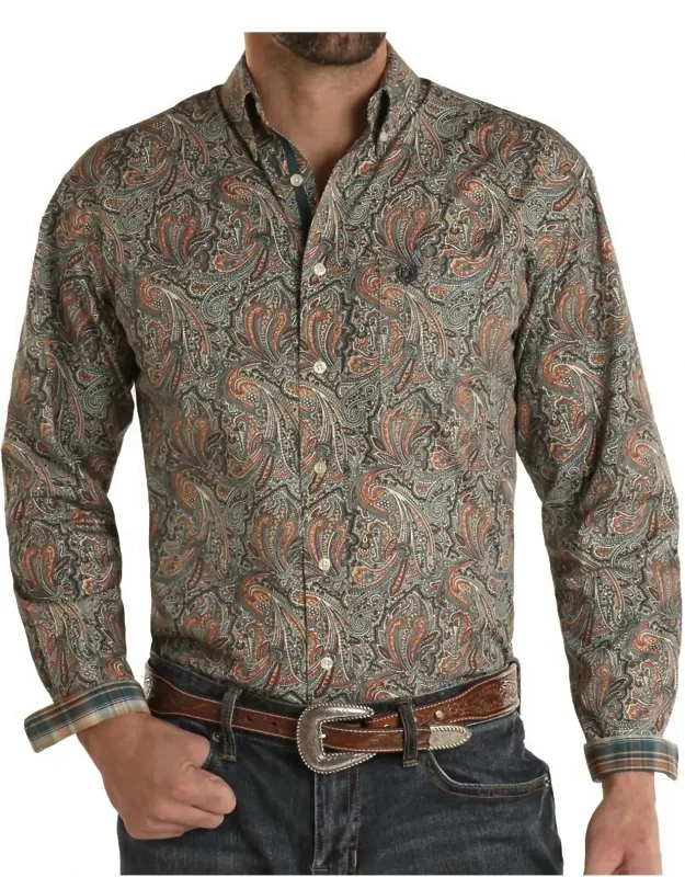 Paisley Long Sleeve Button Down Shirt