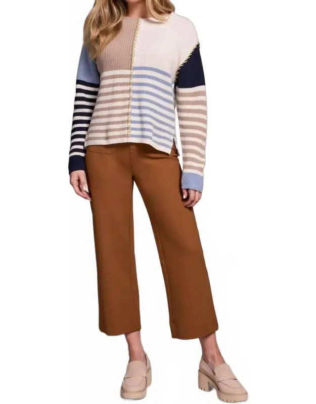 Multi Stripe Boat Neck Sweater