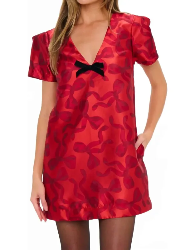 Jeanette Mini Dress - Shift Silhouette, V-neckline