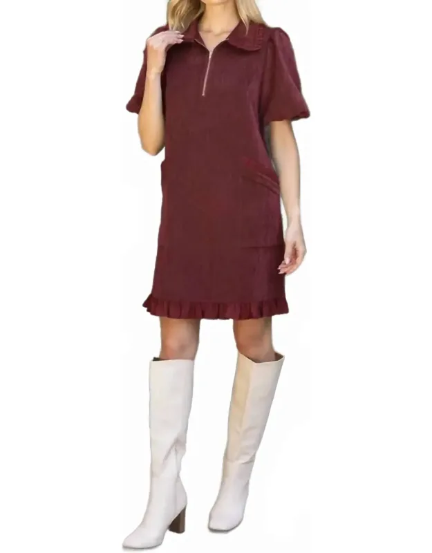 Ruffle Pocket Detail Mini Dress