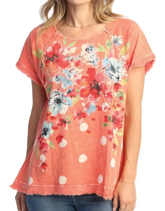 Bossa Nova Mineral Washed Gauze & Cotton Top In Watermelon