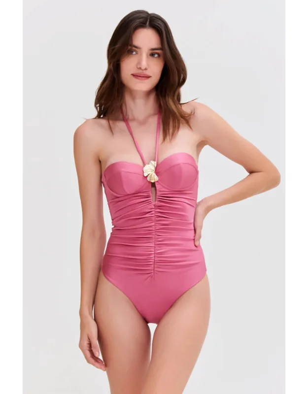 Seashell Lycra Halterneck Swimsuit