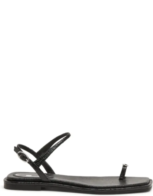 Sandals In Leather With Metallic Logo