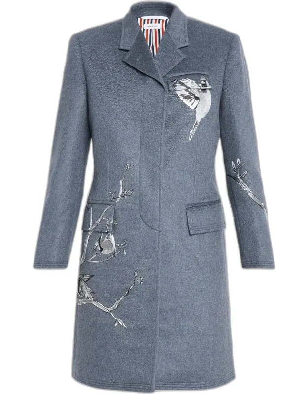 Metallic Embroidered Cashmere Overcoat