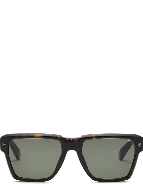 Sunglasses Plein Stud With Bold Acetate Pilot Design And Double-bridge Structure