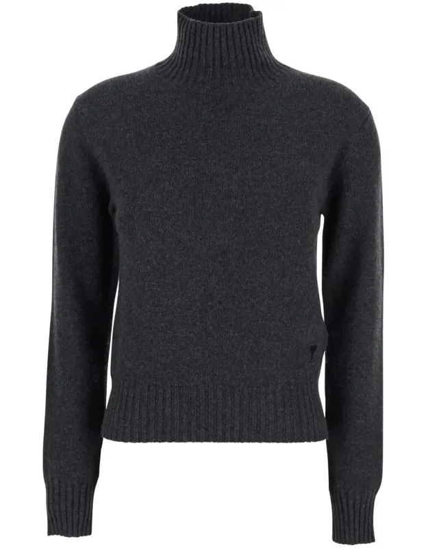 Turtleneck Sweater With Ribbed Trims In Cashmere