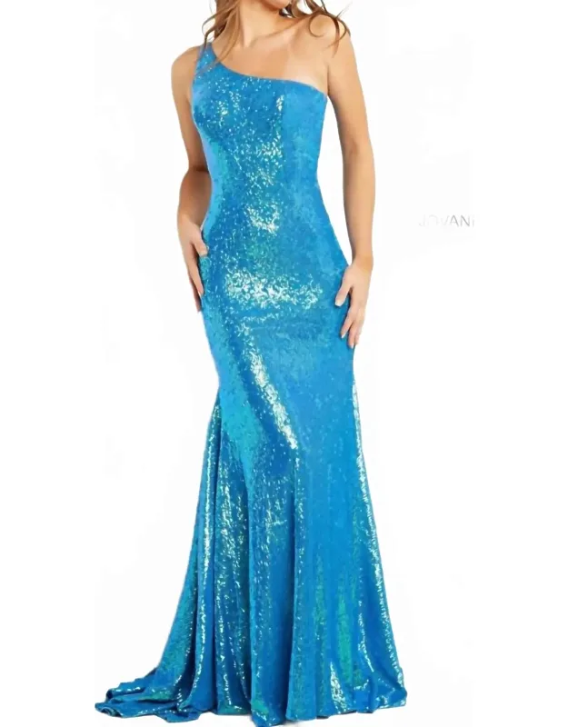 One Shoulder Sequin Sheath Dress