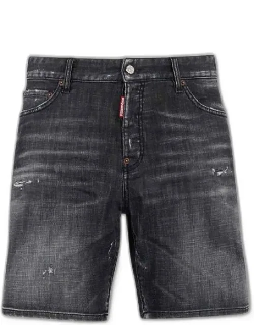 Straight Denim Bermuda Shorts