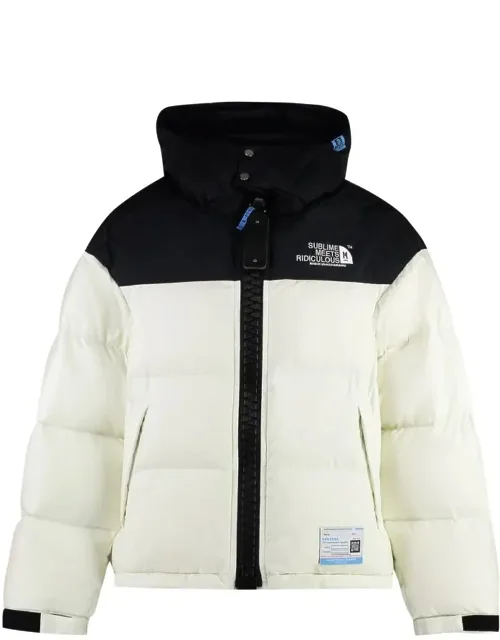 Hooded Techno Fabric Down Jacket