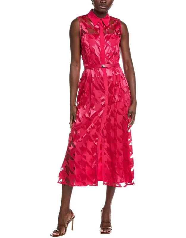 Embroidered Silk Lined & Trim Shirtdress