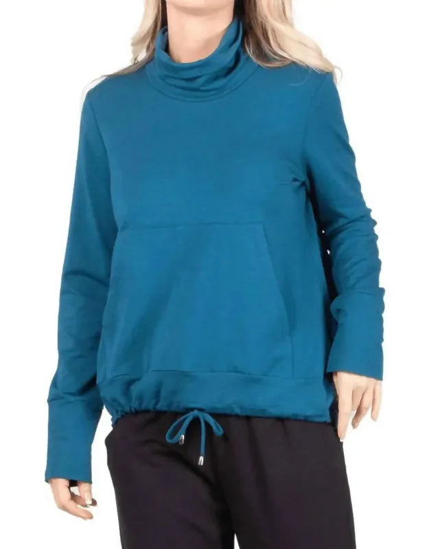 Drawstring Hem Turtleneck Pullover