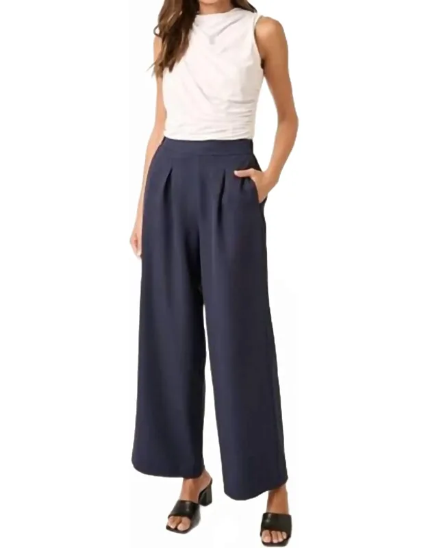 Inverted Pleat Detail Wide Leg Office Pants