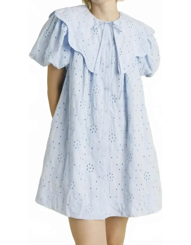 Cotton Eyelet Scallop Collar Dress