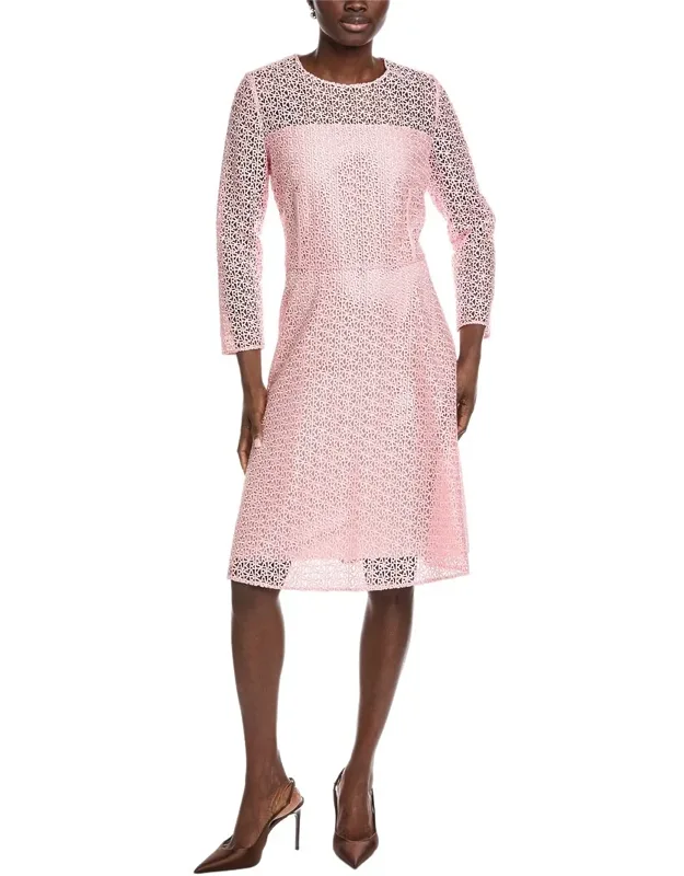 Logo Lace Silk-lined Midi Dress
