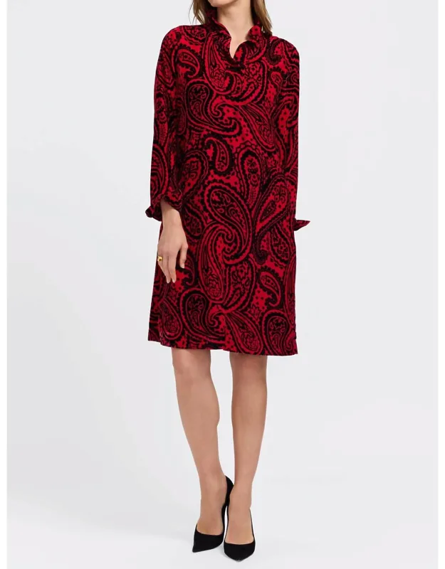Tammy Velvet Paisley Long Sleeve Dress