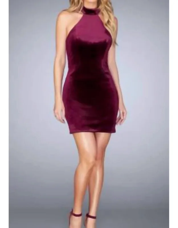 Halter Short Velvet Dress