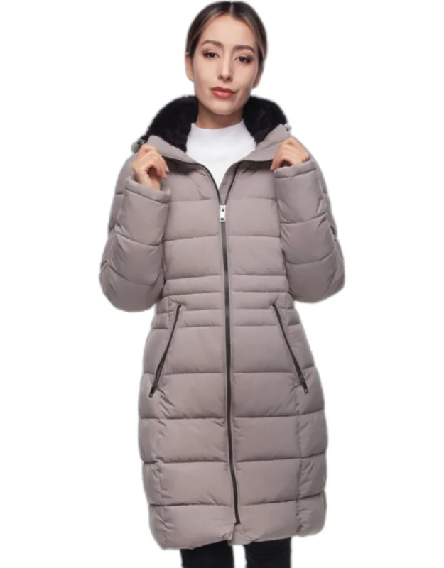 Heavy Long Winter Coat With Fleece Hood Parka Jacket