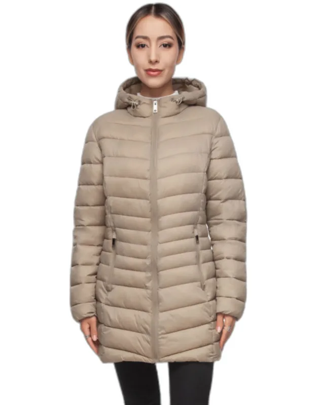 Rokka & Rolla Light Long Coat Packable Puffer Jacket With Water-resistant Finish And Heat Insulation