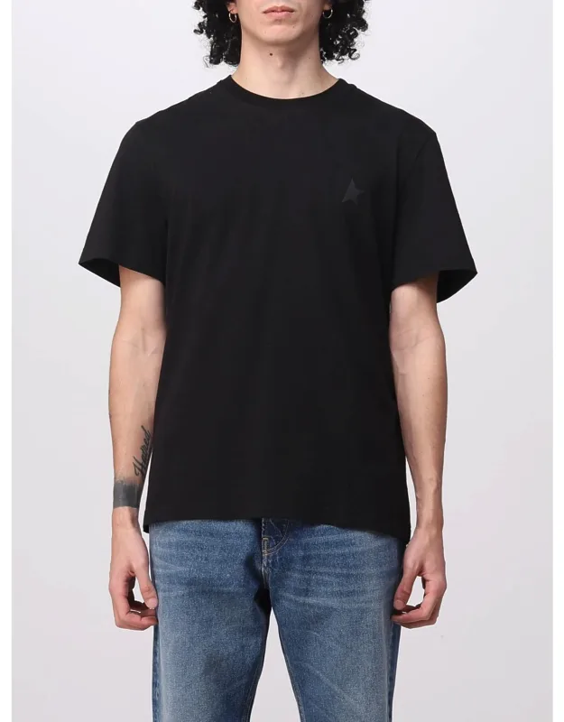 Golden Goose Cotton T-shirt Casual Design Sports Line Mini Star Logo Round Neckline