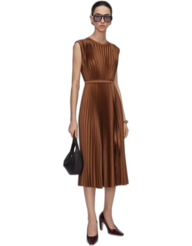 Volta Knit Weave Plissé Dress
