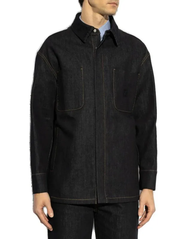 Logo Embroidered Denim Jacket