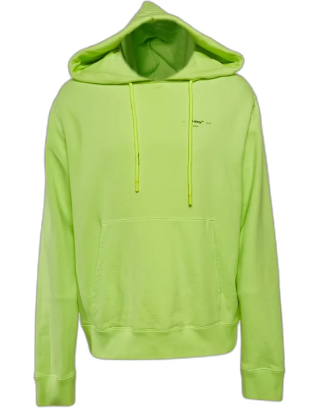 Neon Green Tape Embroidered Cotton Hoodie