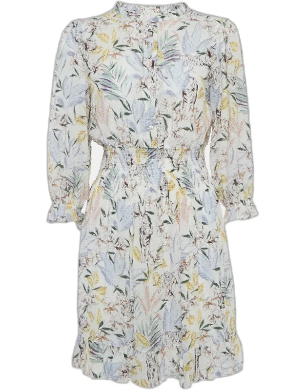 Floral Print Chiffon Ruffled Mini Dress
