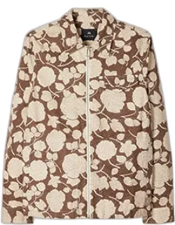 Perforated Floral Cotton Zip Jacket