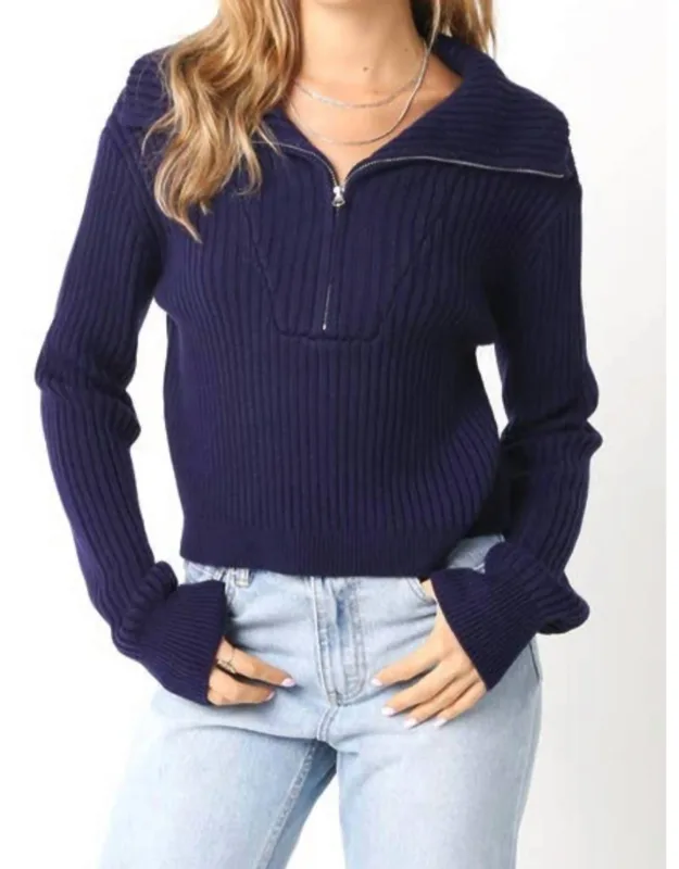 Half Way Zipper Knit Sweater