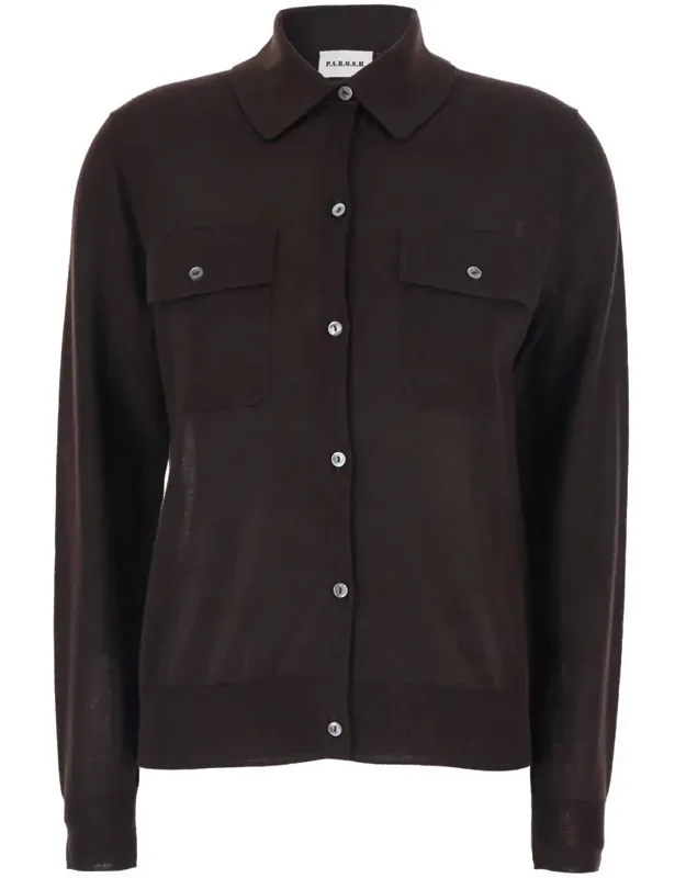 Sweater With Polo Shirt Style Collar And Front Button Closure In Wool Blend