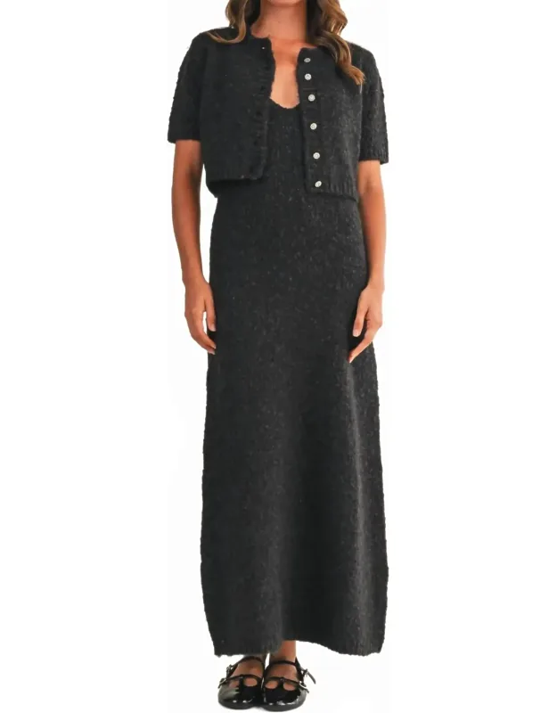 Cardigan And Sweater Maxi Dress Set