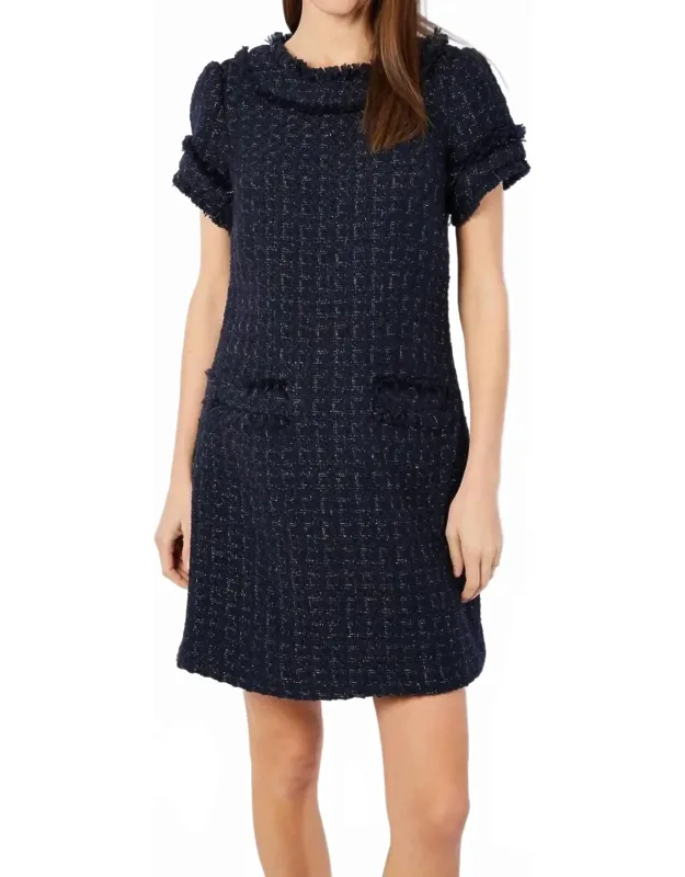Metallic Tweed Shift Dress