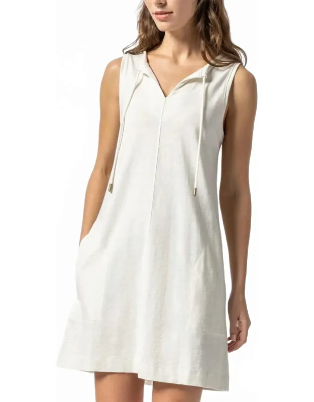 _split Neck Sleeveless Dress With Ties, 34.5 Inches Length_