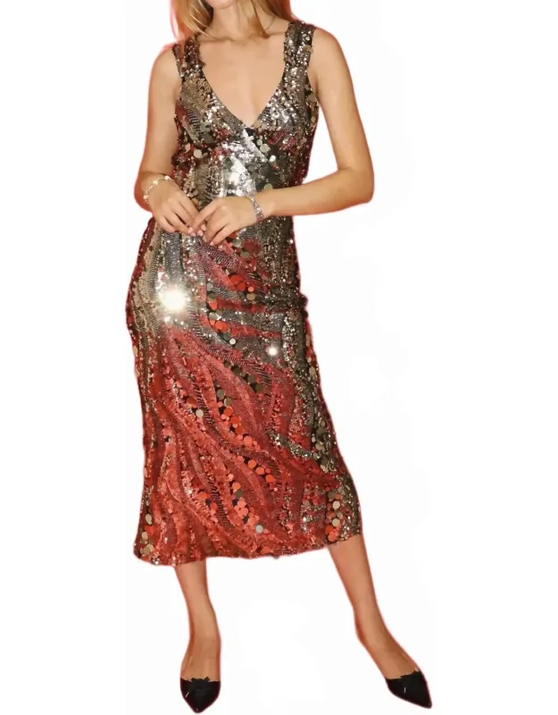 V Neck Sequin Paillettes Party Dress