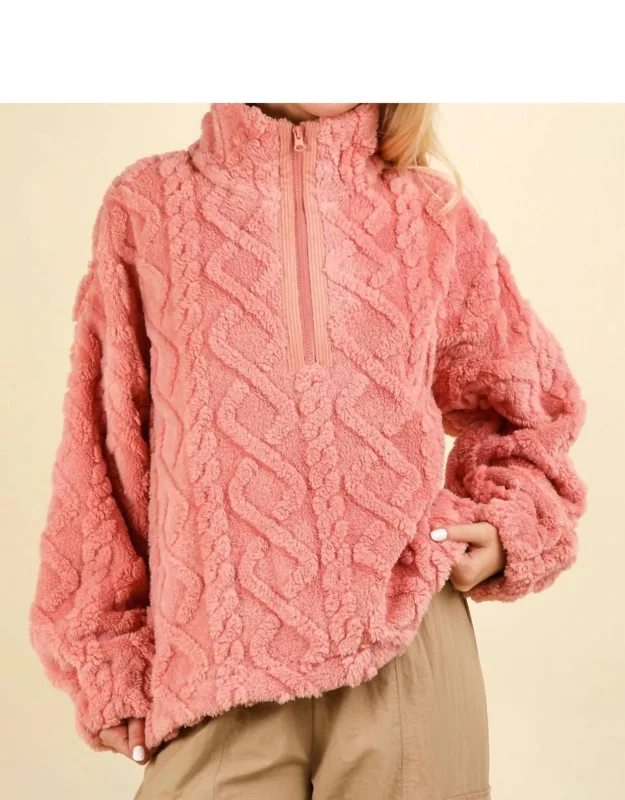 Cozy Textured Fleece Pullover Jacket