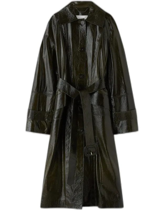 Zahia Textured Patent Leather Coat