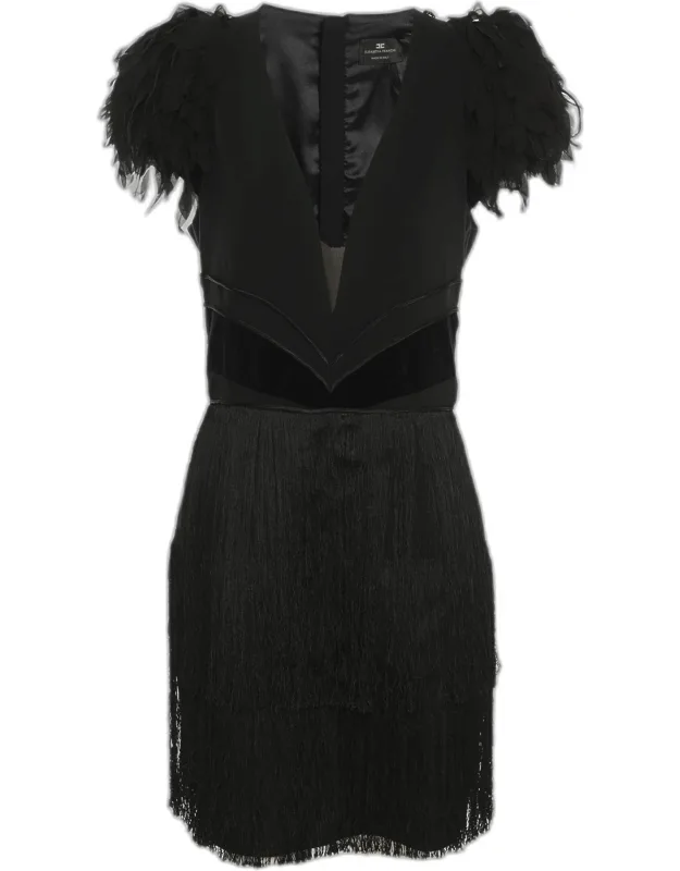 Floral Applique Fringe Mini Dress