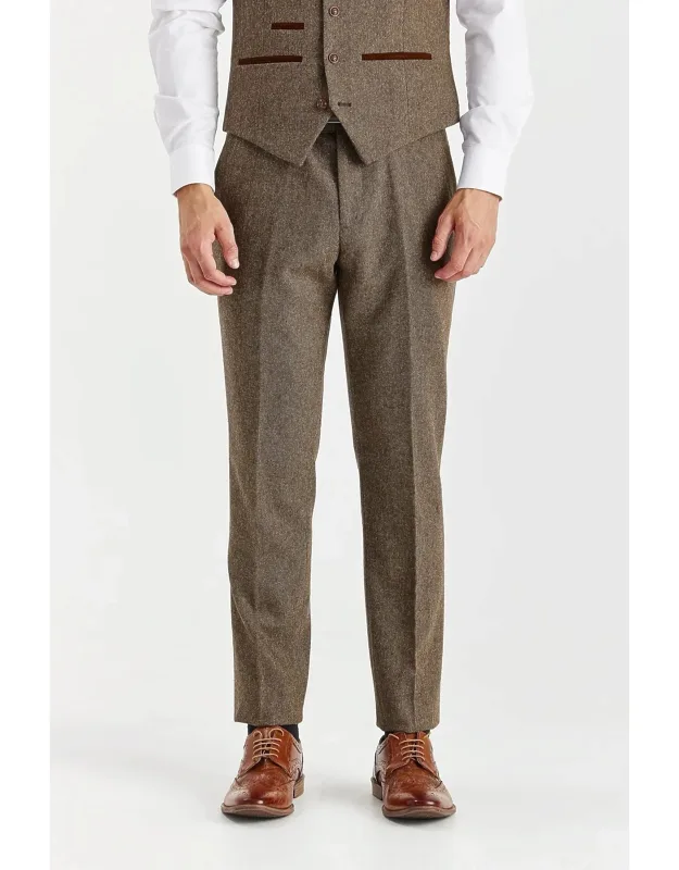 Trousers Wool Blend Tweed Casual Formal Pants