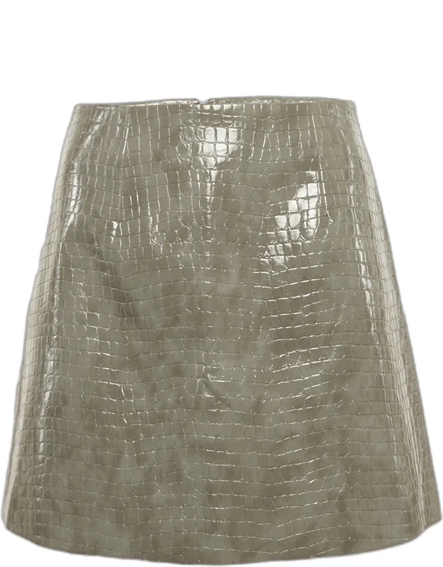 Animal Skin Coated Cotton Mini Skirt