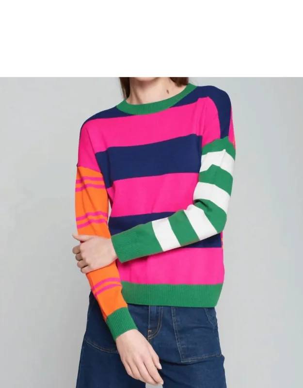 Striped Crew Neck Pullover Sweater